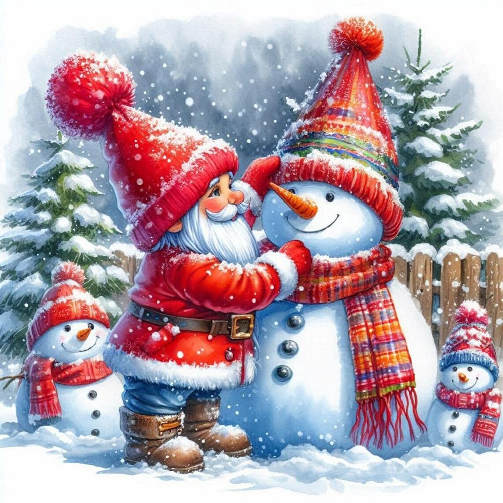 SPEPROECO Gnomes Santa Diamond Art Painting Kits Christmas Diamond Art for Adults Kids, Full Drill Crystal Art Kits DIY 5D Christmas Diamond Painting Kit Drawing Picture Wall Decor 40x40cm