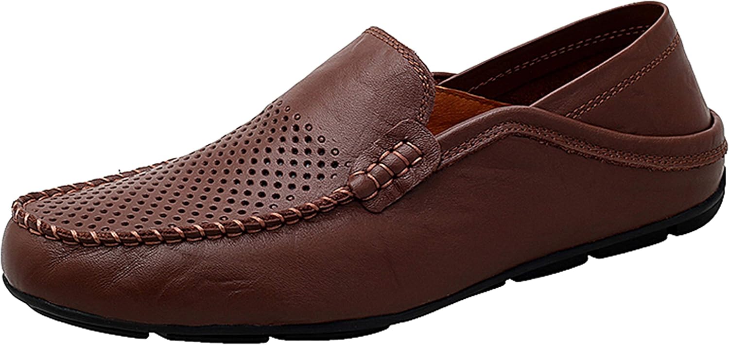 Go Tour Men's Premium Genuine Leather Casual Slip on Loafers Breathable Driving Shoes Fashion Slipper
