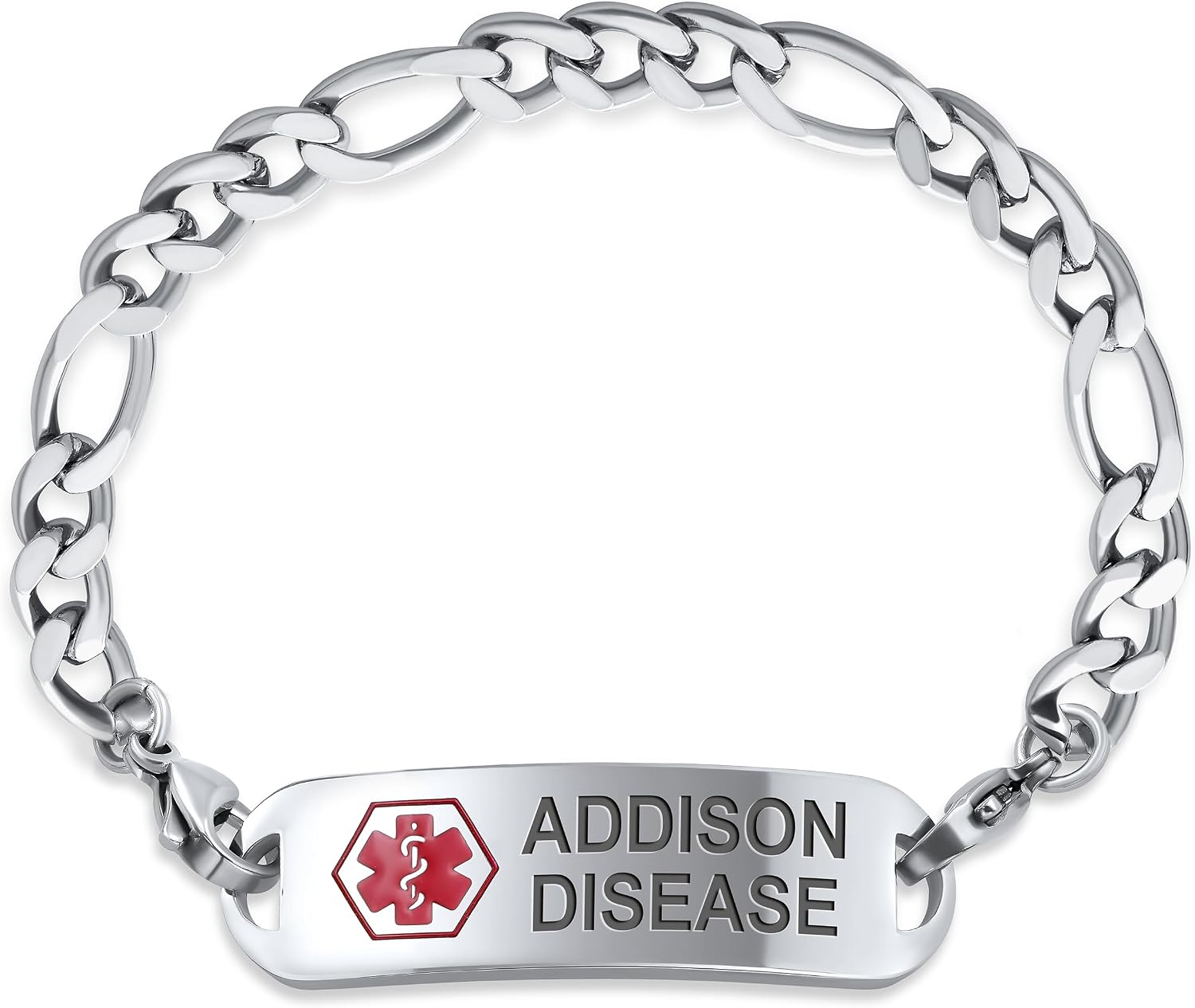 Bling Jewelry Personalize Medical Identification Medical ID Miami Cuban or Figaro Link Bracelet For Men Steel 8.5in Custom Engraved