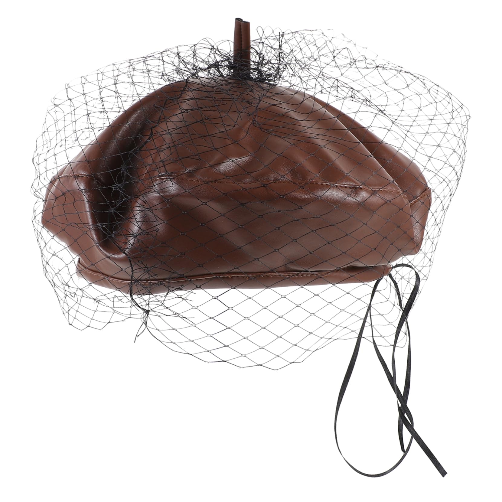 FRCOLOR Classic French Beret Women's Leather Beret Fashion Uniform Satin Hats for Women Brown