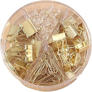 Clips para carpeta, 72 unidades, clips para carpetas, clips de mapa, kit de chinchetas para archivos, documentos, pruebas, papel, recibos, escuela, oficina, papelería para oficina (dorado)