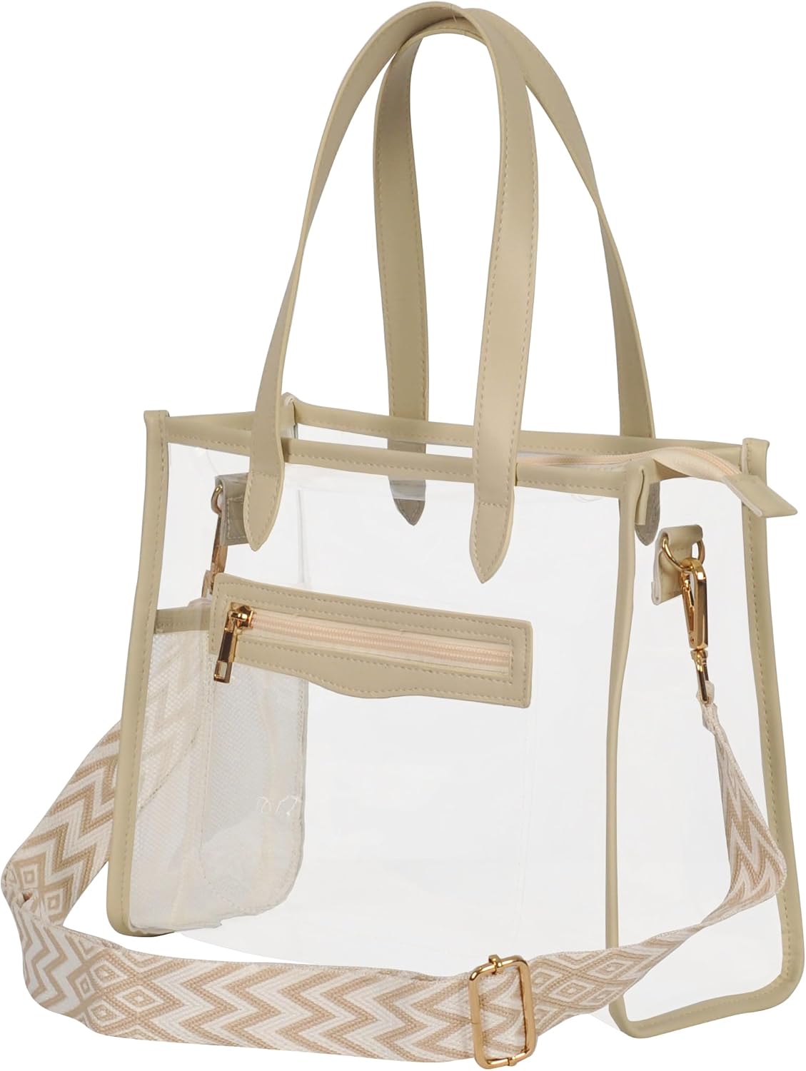 Clear Tote Bag for Women Thick PVC Clear Bag Transparent Stadium Bag with Guitar Strap