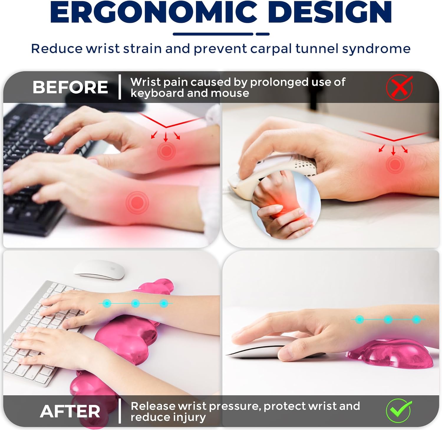 Gel Cloud Keyboard & Mouse Wrist Rest Set - Cloud Keyboard Wrist Rest Pad & Mouse Support for Office Gaming Pad Computer Laptop Ergonomic Comfortable Pain Relief- Cloud Pad Set