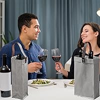 Vista 6 de 2 bolsas de vino reutilizables para botellas de vino, regalos para cumpleaños, bodas, fiestas de picnic, Navidad
