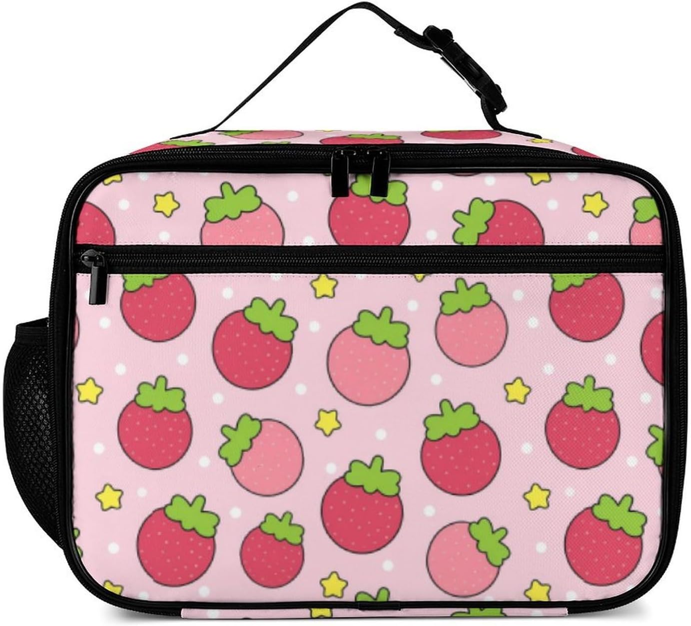 Strawberry Reusable Lunch Box Insulated Lunch Bag Cooler Bag Lunchbox Meal Food Container Tote Bag for Women Kids Girls School Camping Hiking Picnic Beach Travel