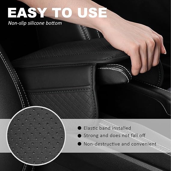 Car Armrest Box Cover Mat for Audi Q7 SQ7, Centre Console Lid Protector, Car Center Console Cover, Armrest Seat Box Cover Protector,BlackA