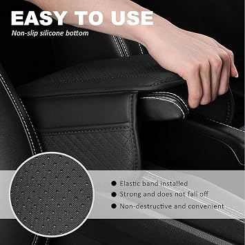 Car Armrest Box Cover Mat for Audi Q7 SQ7, Centre Console Lid Protector, Car Center Console Cover, Armrest Seat Box Cover Protector,BlackA