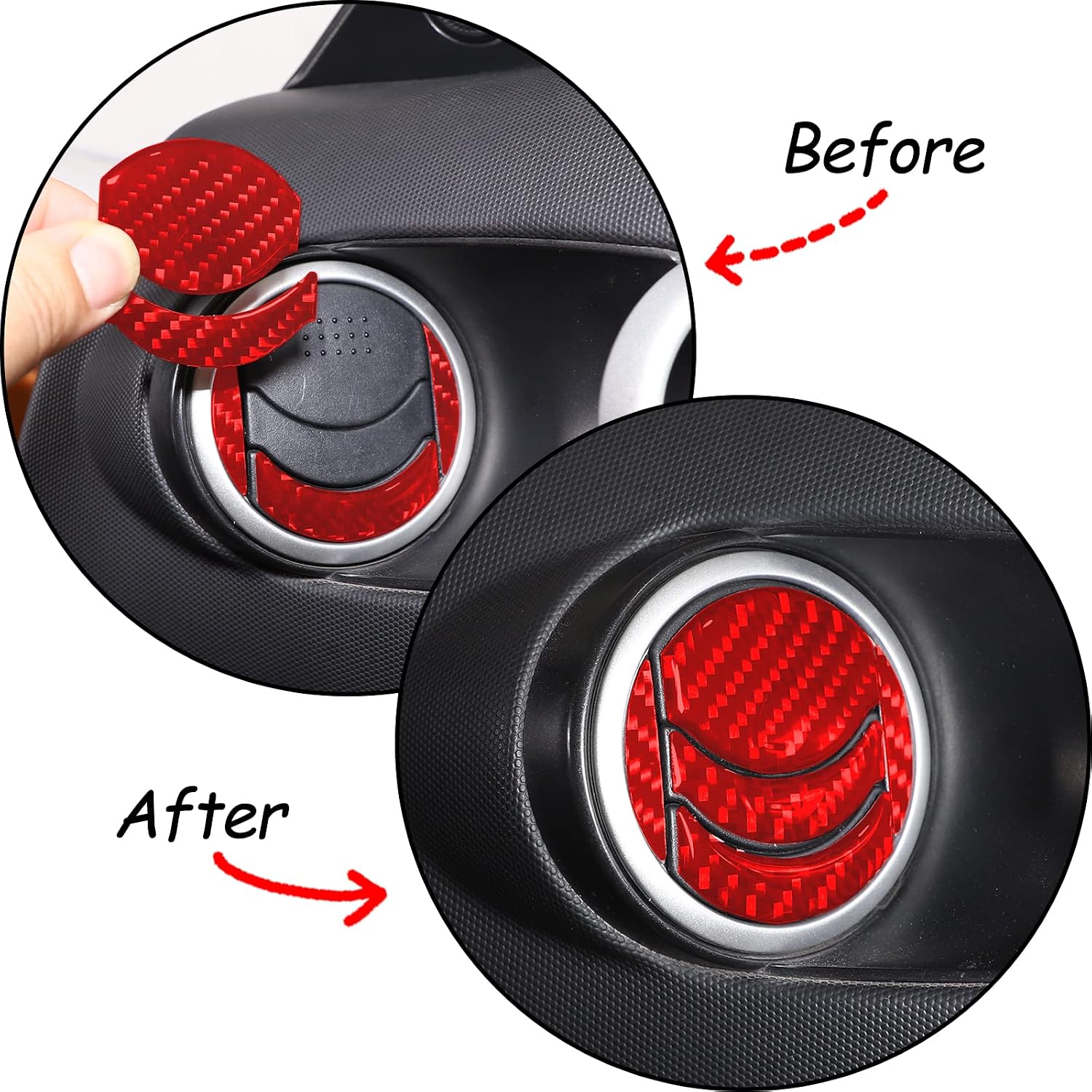 Car Air Outlet Frame,Central Control Dashboard Panel Navigation Screen Switch Sticker,Outer Frame Sticker for Nissan 350Z 2003-2006 (Red Carbon Fiber, Door Side Air Vent Frame)