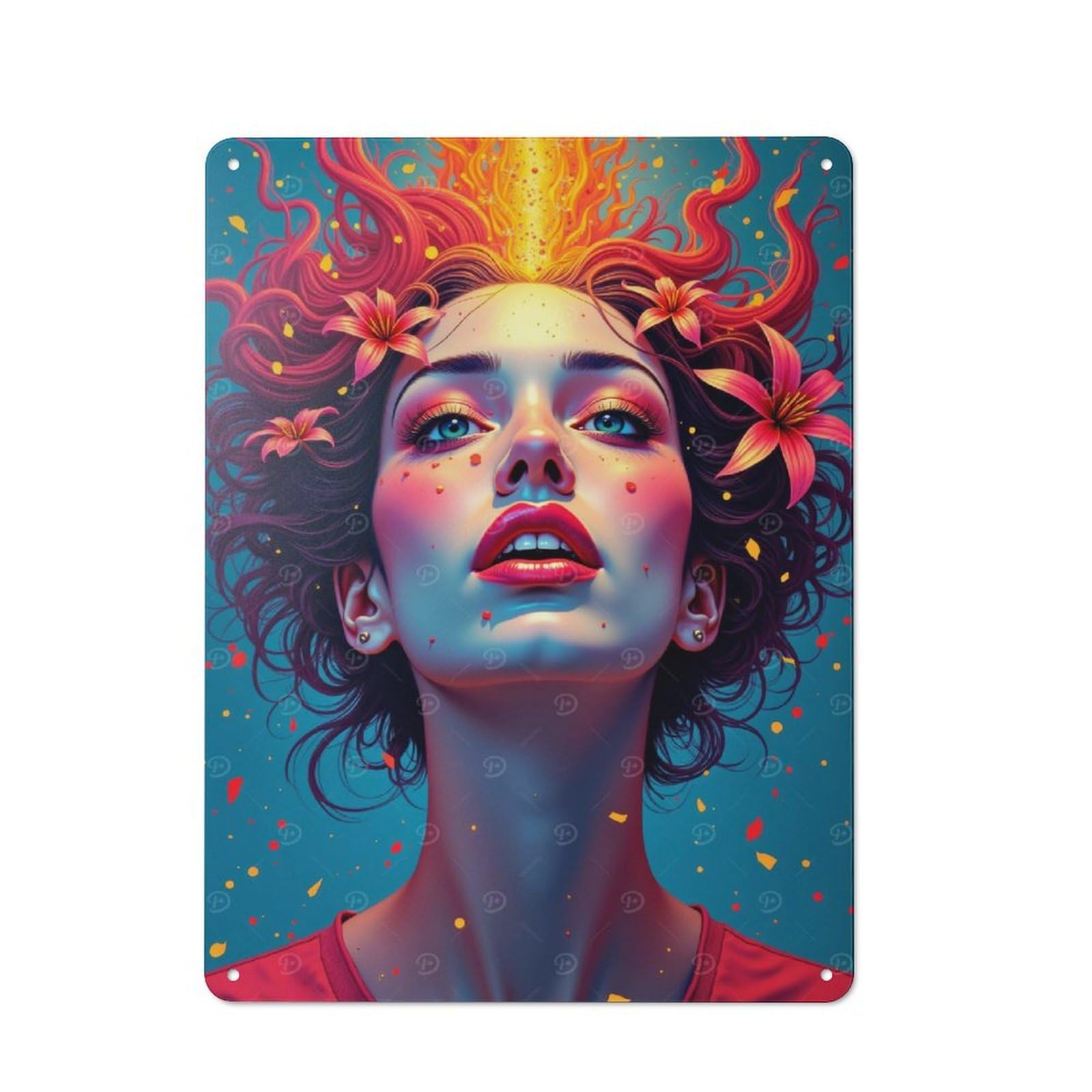 Junmoney Surreal Human Portrait Metal Wall Sign 40X30cm Featuring For Garage Or Workshop, For Vintage Wall Decor Fans, For Metal Sign Collectors