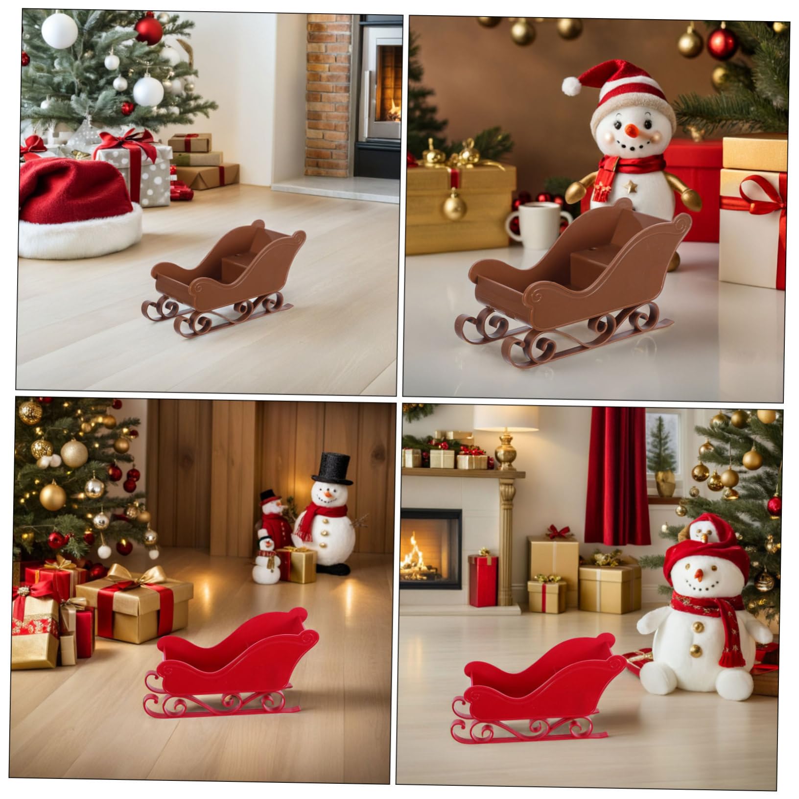 ULTECHNOVO 3 Piezas Decoración de Trineo Navideño Mini Adorno de Trineo de Escritorio para Manualidades Accesorios para Fotos de Fiestas