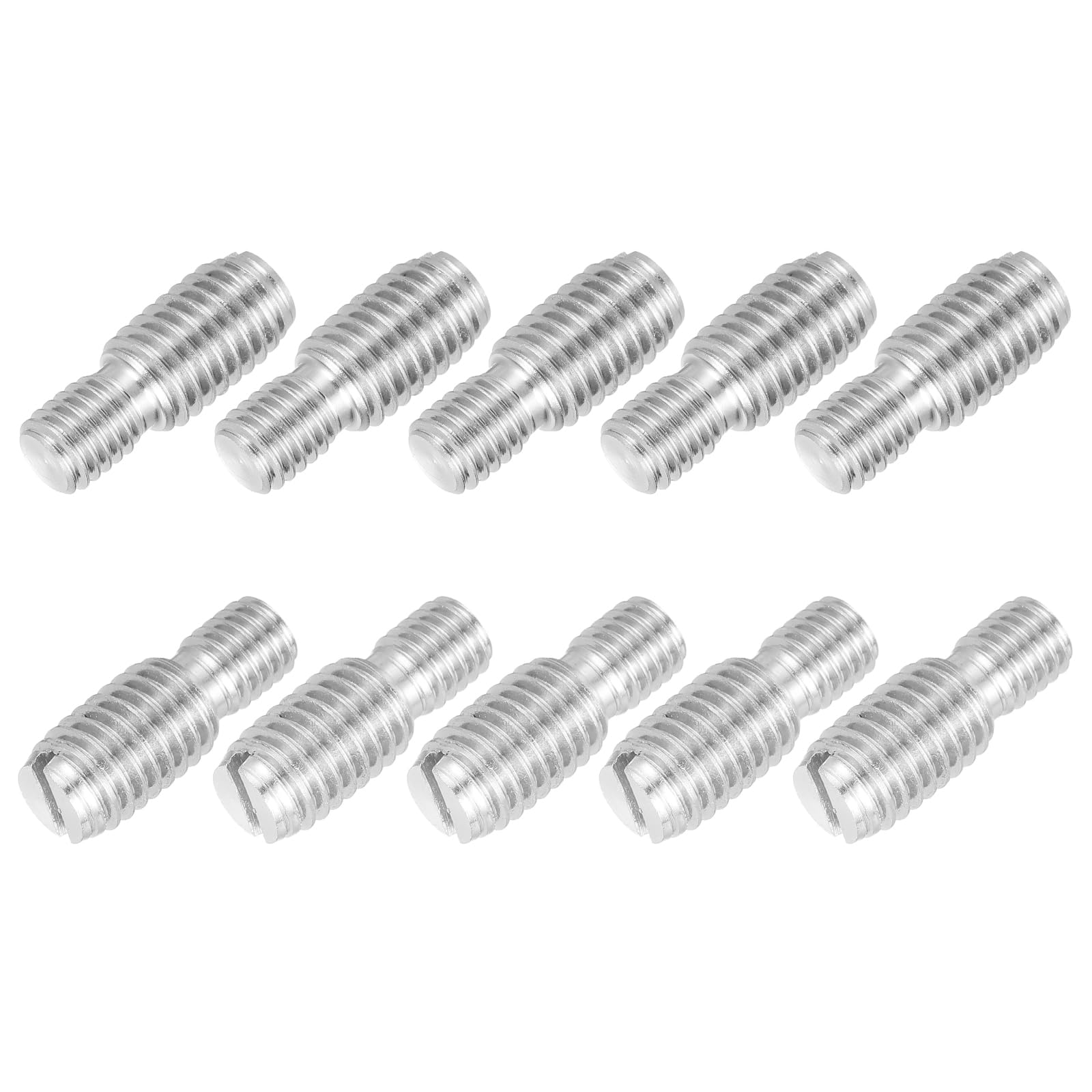 PATIKIL M8x10 to M10x15 Double End Threaded Stud Screw Bolt, 10 Pack Slotted Head 304 Stainless Steel Rod Bolts Thread Reducer Adapter for Furniture Fastener, 25mm Long