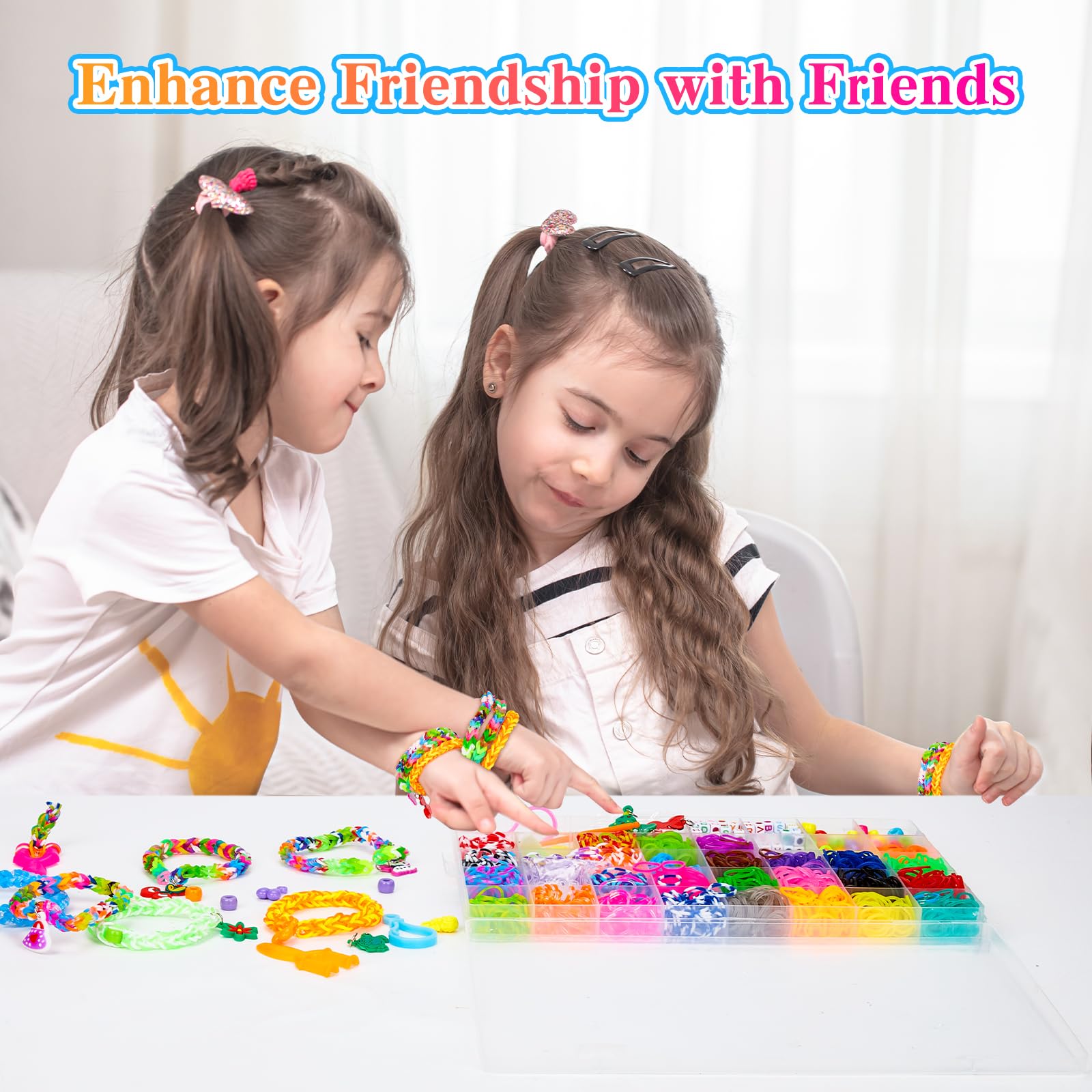 Lanvixo 2700 Pezzi+ Kit Elastici per Braccialetti, 30 Colori Elastico per Braccialetti Bambina con Ganci Telaio in 40 Scatole, Set Braccialetti fai da te Regali per Bambini 6-12 Anni