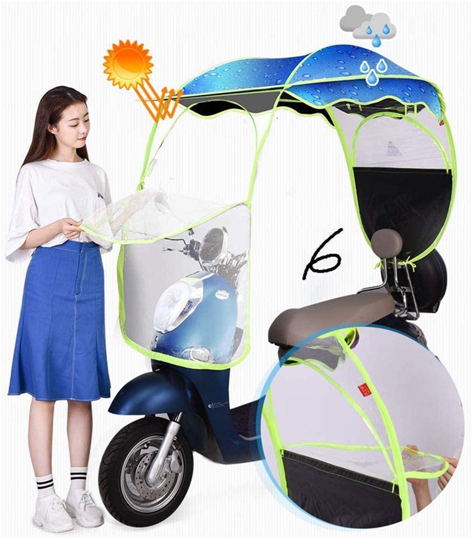 FAXIOAWA Parapioggia, parapioggia per Bici da Ciclismo elettrica Universale Pieghevole parapioggia, Tenda da Sole a baldacchino per Auto a Batteria Impermeabile, Rosa, A (Viola A)
