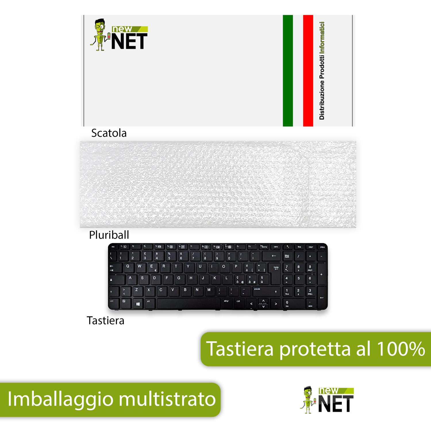 new net - Tastiera Compatibile con Notebook HP 827028-061, 841136-061, 837549-BB1, NSK-CZ5SQ [Frame Nero - Layout ITA]