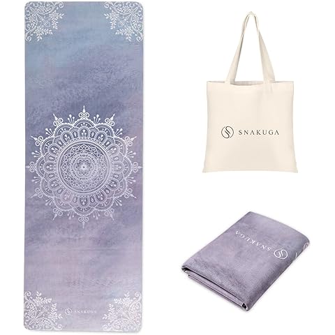 Travel Yoga Mat, Non Slip Exercise Suede Mat with Carry Bag, All-Purpose Fitness Ma...