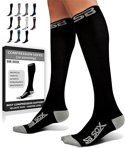 SB SOX - Calcetines de compresión (20-30 mmHg) para hombres y mujeres - Calcetines de compresión para usar todo el día, mejoran el flujo sanguíneo y