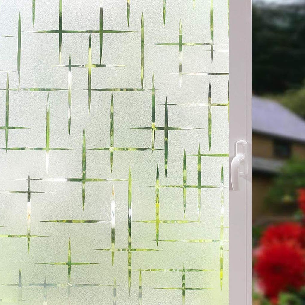 Arthome Frosted Window Film,17.5x100 inch Non-Adhesive, Privacy Film for Glass Windows, Self Static Cling Decorative Window Cling Anti-UV Window Sticker for Home Office