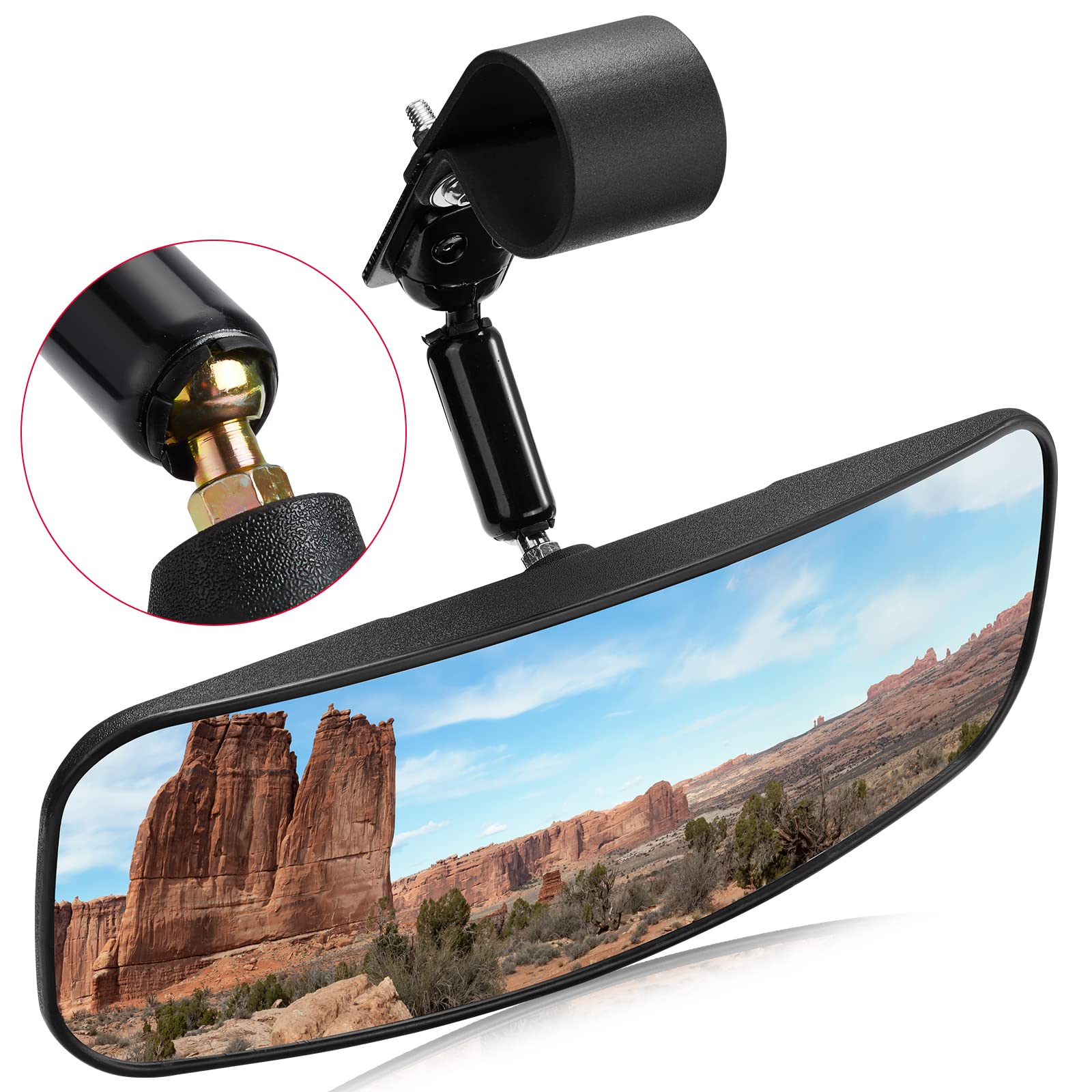 KEMIMOTOUTV Rear View Mirror, kemimoto RZR Center Mirror for 1.75"-2" Roll Bar Mount Compatible with Polaris RZR 1000 XP Turbo 1000 900 Talon pioneer 1000 YXZ 1000 Teryx