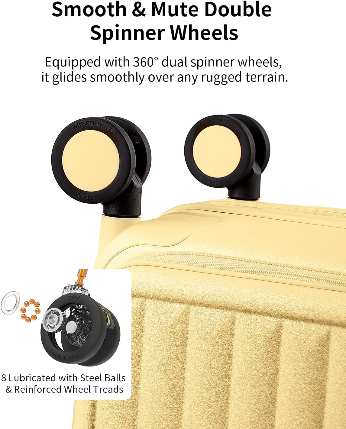 aji Expandable Top Open Carry On Luggage 22x14x9 Airline Approved, 20 Inch Hard Shell Carry On Suitcase with Spinner Wheels,Travel Small Luggage for Women Men,Cheese Yellow - Image 8