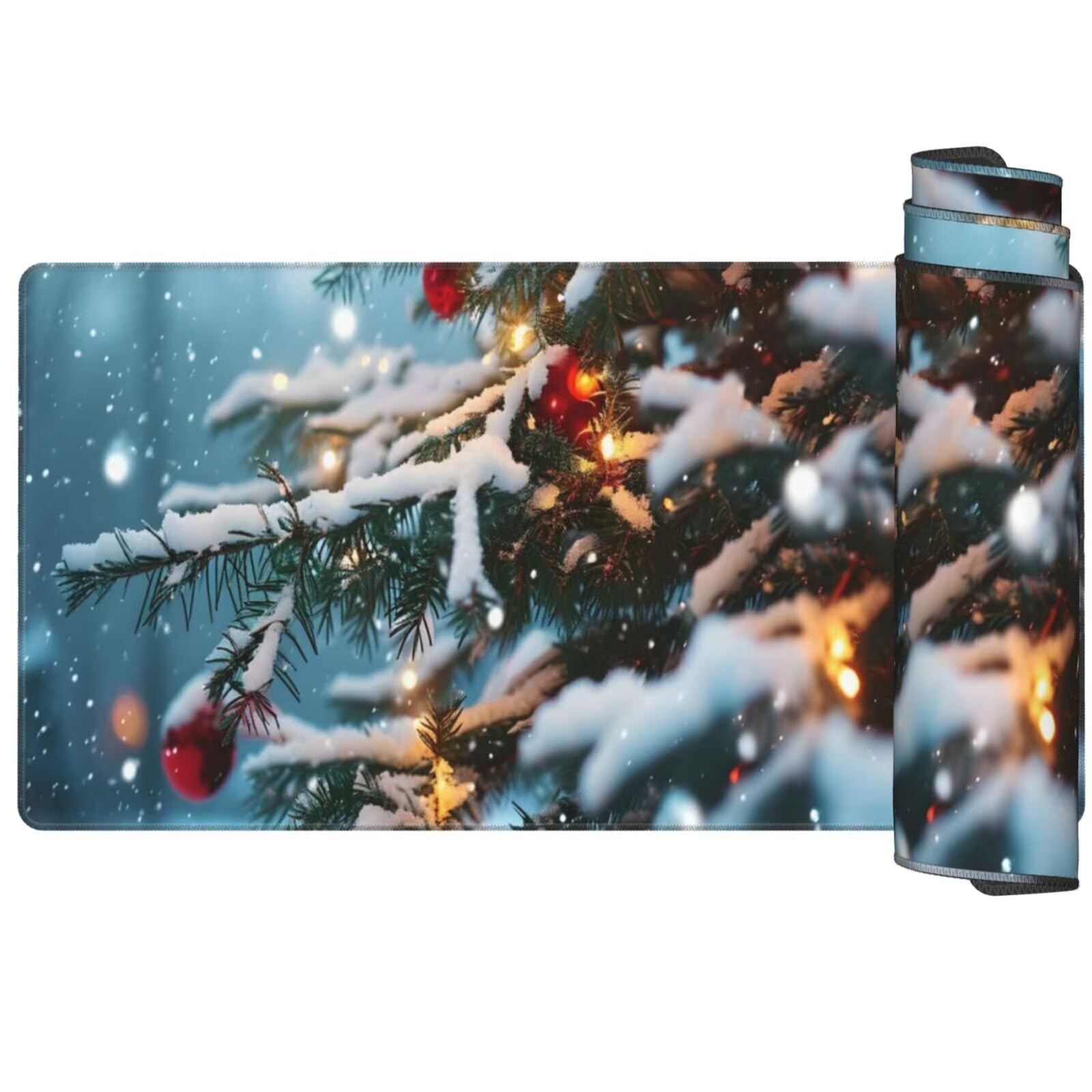 Alfombrilla Ratón Navidad Alfombrilla Ratón XXL 1600 x 800 mm, Invierno Mouse Pad Gaming con Bordes Cosidos, Impermeable Mousepad XXL Base de Goma Antideslizante Duradera, Mouse Pad para Oficina Q802