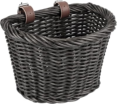 ZUKKA Bike Basket Kids Hand-Woven Waterproof Basket with Adjustable Leather Straps Mini Handlebar Bike Basket for Kids Bike Scooter