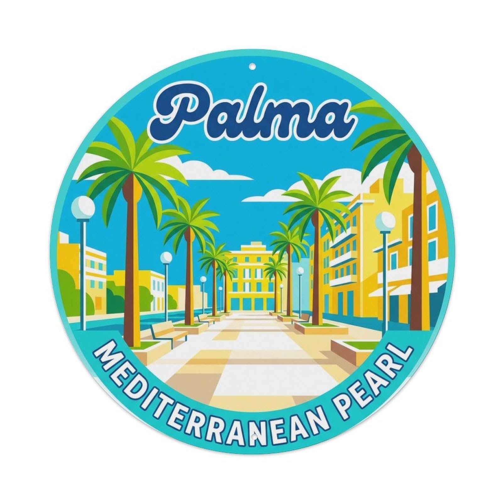 Vintage Travel Palma Spain Panorama Metal Tin Sign