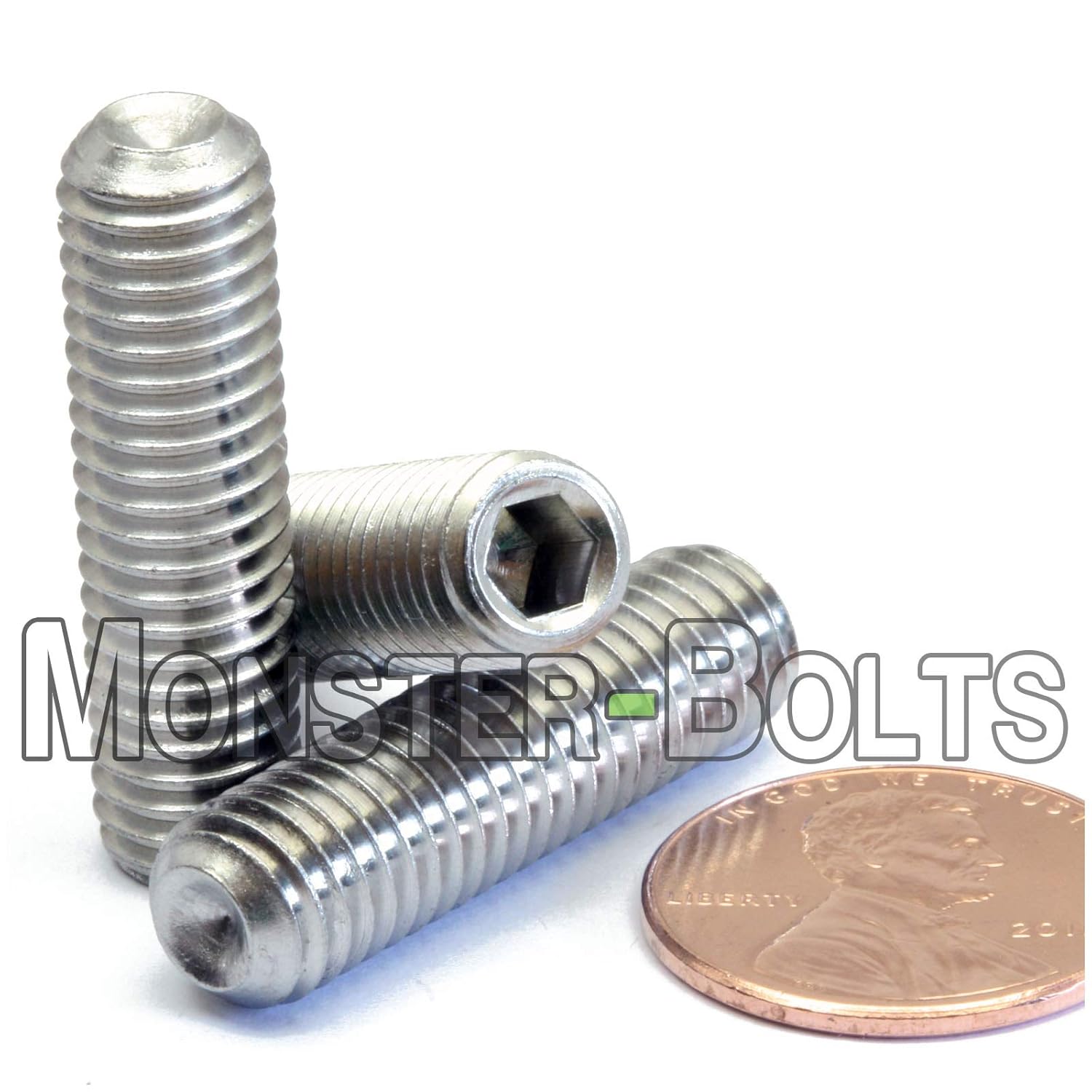 MonsterBolts - M8 x 30mm Cup Point Set Screws, DIN 916, Stainless Steel, 50 Pack