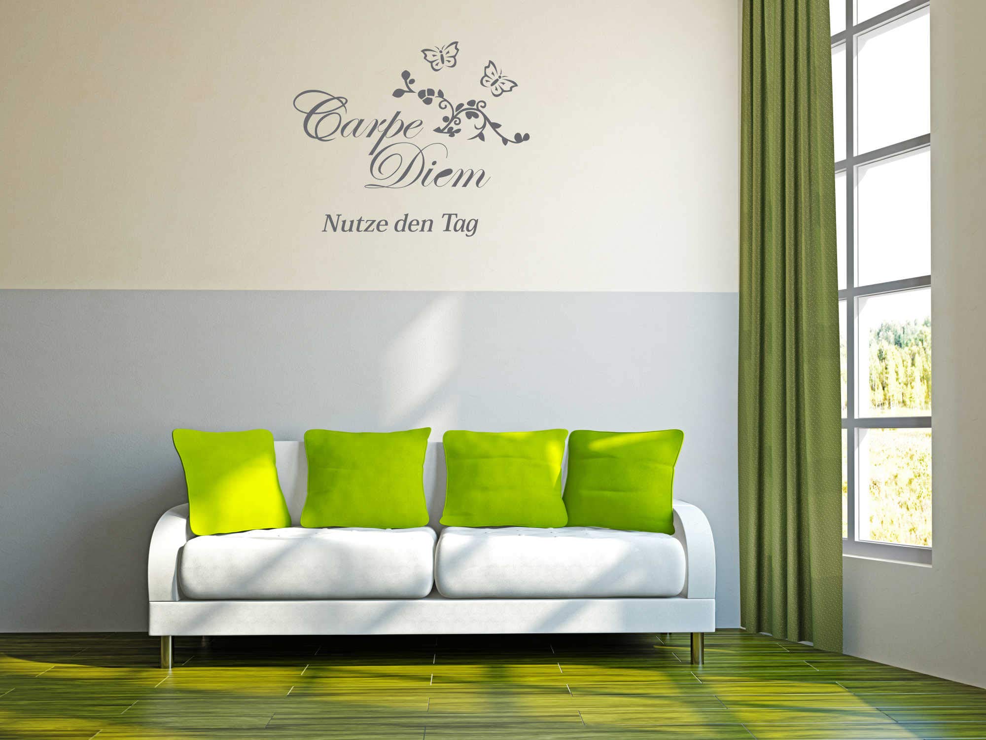 Wandtattoo 'Carpe Diem' 70x60 Cm Mint – Vinylaufkleber Für Wanddeko | In 40 Farben & 3 Größen, Selbstklebend