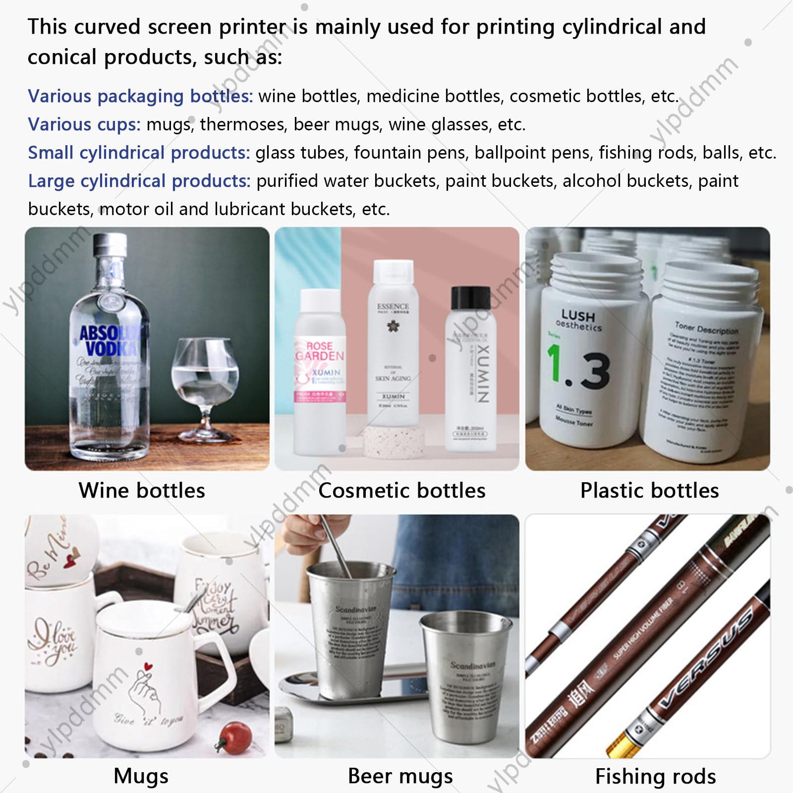 Máquina de serigrafía cilíndrica, Impresora cilíndrica para Botellas de Superficie Curva cilíndrica de 80 mm de diámetro, máquina de serigrafía para bolígrafos, Vasos, Botellas