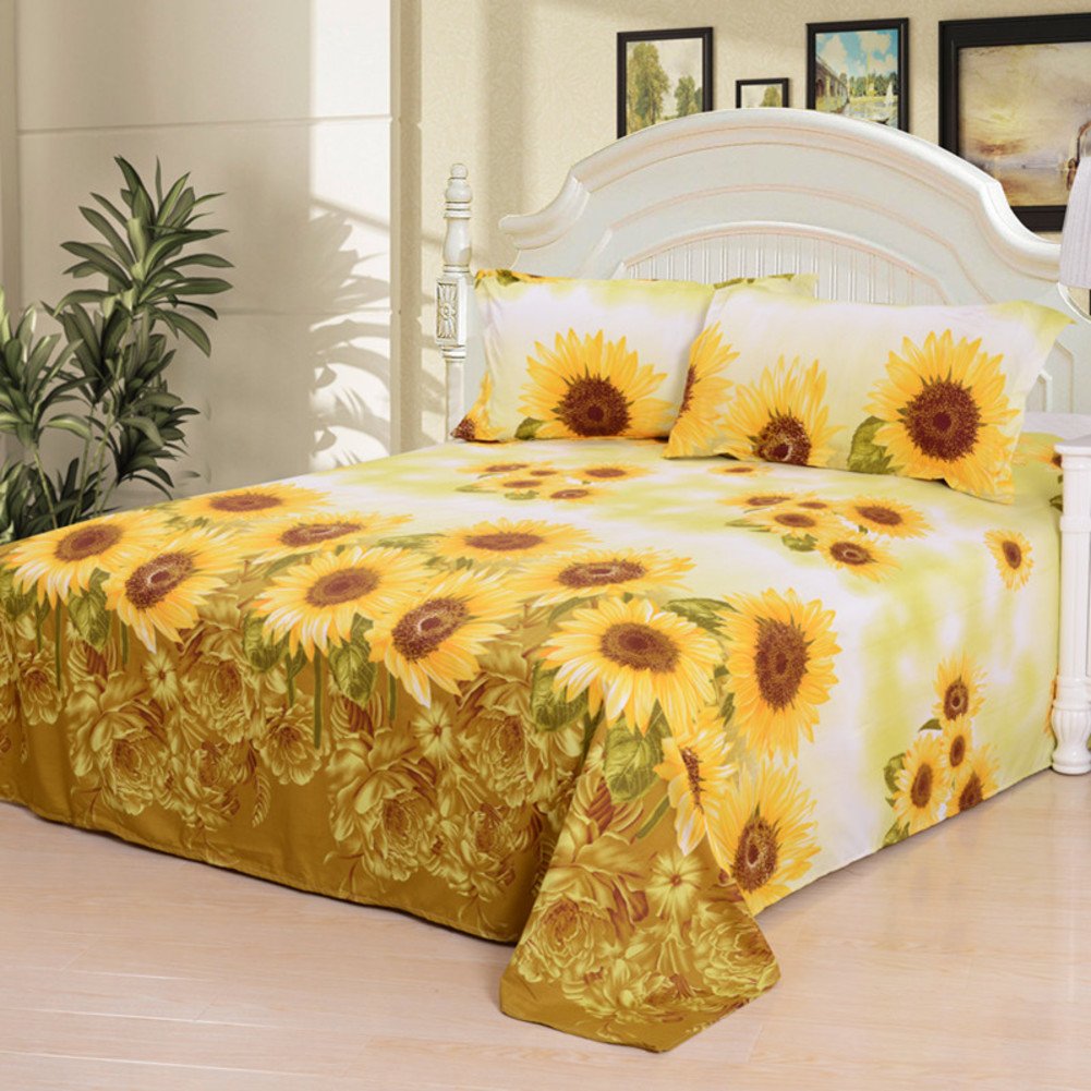 Drap double imprimé feuilles et fleurs pour une chambre style jardin nature