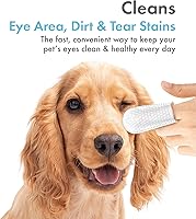 Vista 3 de Petkin Toallitas para ojos para perros y gatos, 50 toallitas para dedos, sin cordones, ajuste cómodo, tela de microcerdas, limpia el área