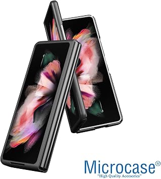 Microcase Samsung Galaxy Z Fold 3 için Mat Yüzey Sert Plastik Kılıf - Siyah