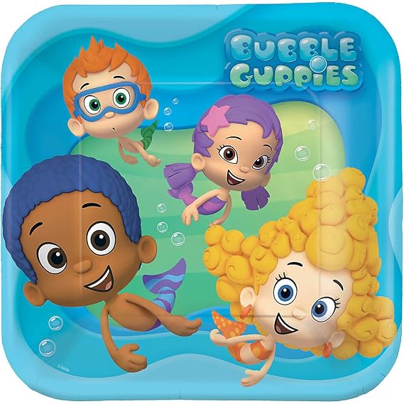 Bubbly-rrific Bubble Guppies Square Birthday Party Paper Plates Disposable Tableware and Dishware, 9, Pack of 8.