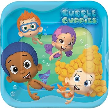 Bubbly-rrific Bubble Guppies Square Birthday Party Paper Plates Disposable Tableware and Dishware, 9, Pack of 8.