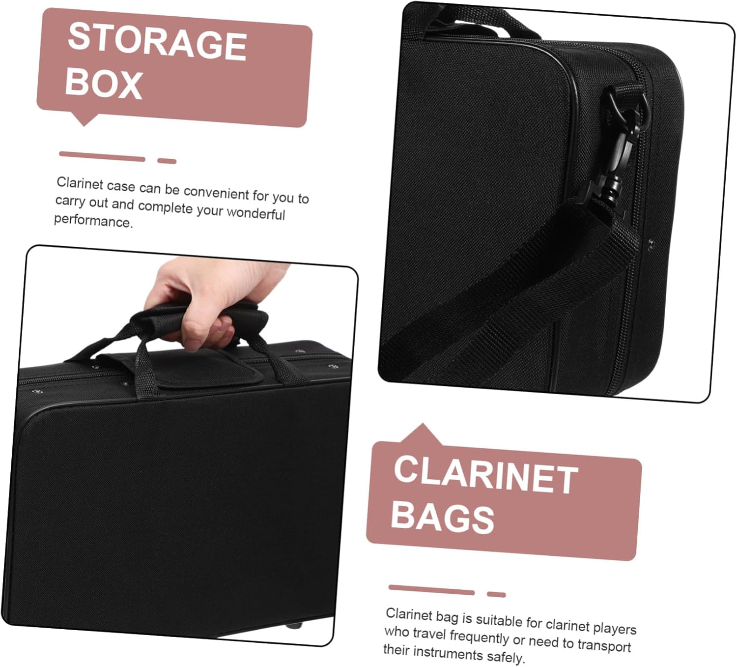 Generic Portable Clarinet Carrying Bag Lightweight Protective Storage Case for Clarinet Players Shockproof Dustproof Wind Instrument Holder for Travel and Outdoor Use