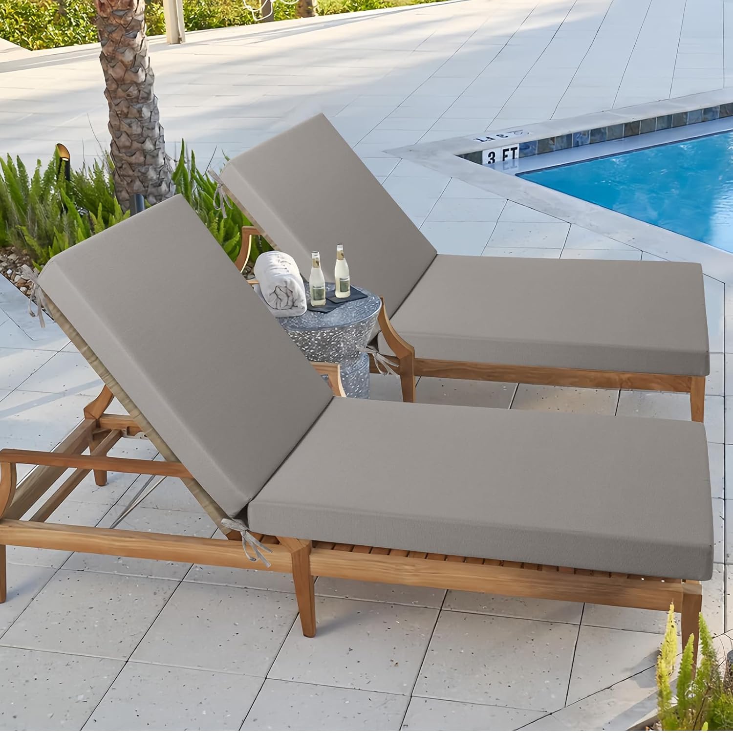 idee-home Chaise Lounge Cushions Outdoor, Lounge Chair Cushions for Patio Furniture 80" L x 26" W x 3" T Weather and Stain Resistant for Lawn Pool