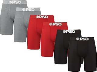 PSD Mens Underwear Mid Length Core Standard Boxer Briefs, Packs & Singles
