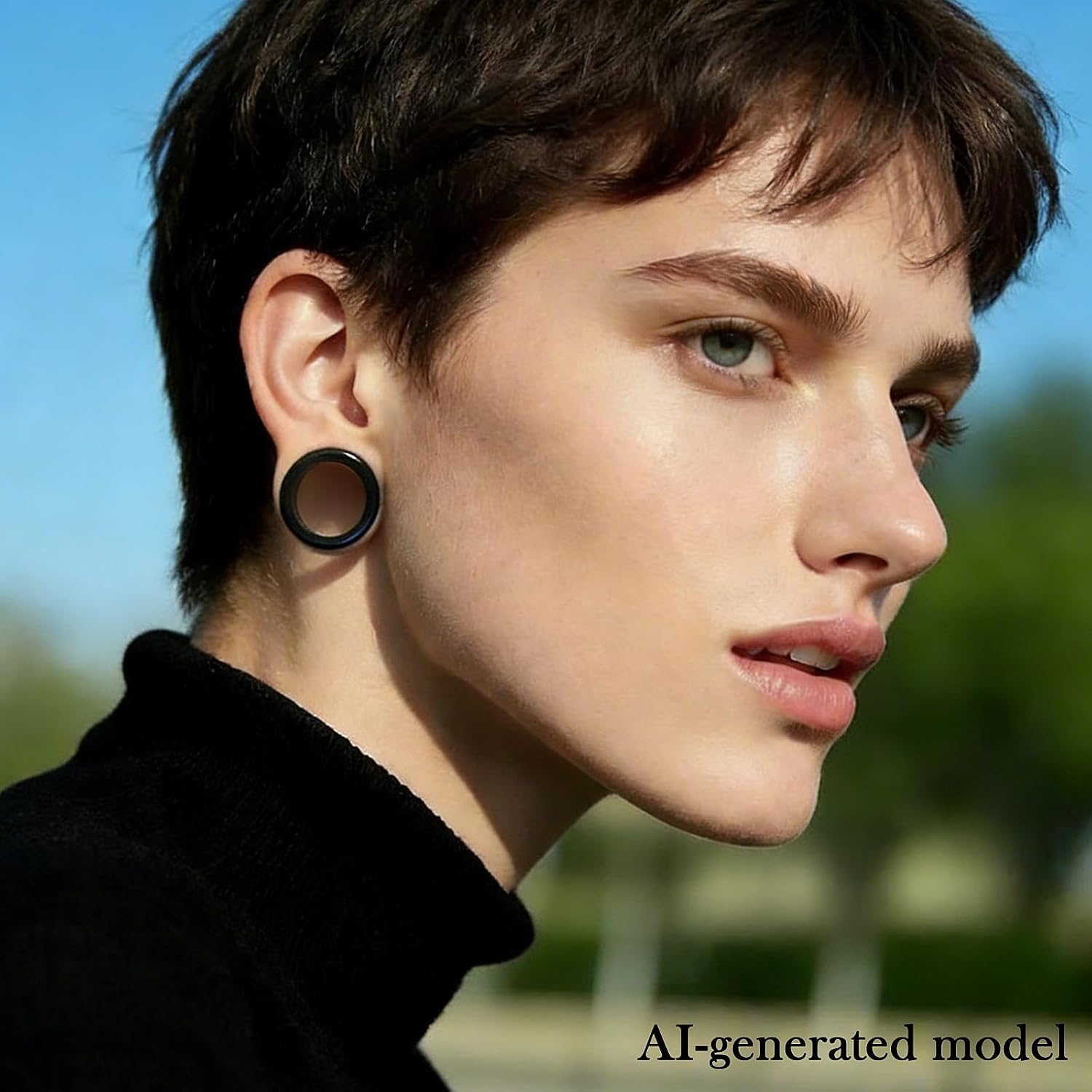6G-50mm Hollow Acrylic Ear Plugs Tunnels for Women Men Double Flared Saddle Ears Gauge Plug Stretcher Expander Piercing Body Jewelry Black White Clear 1 Pairs