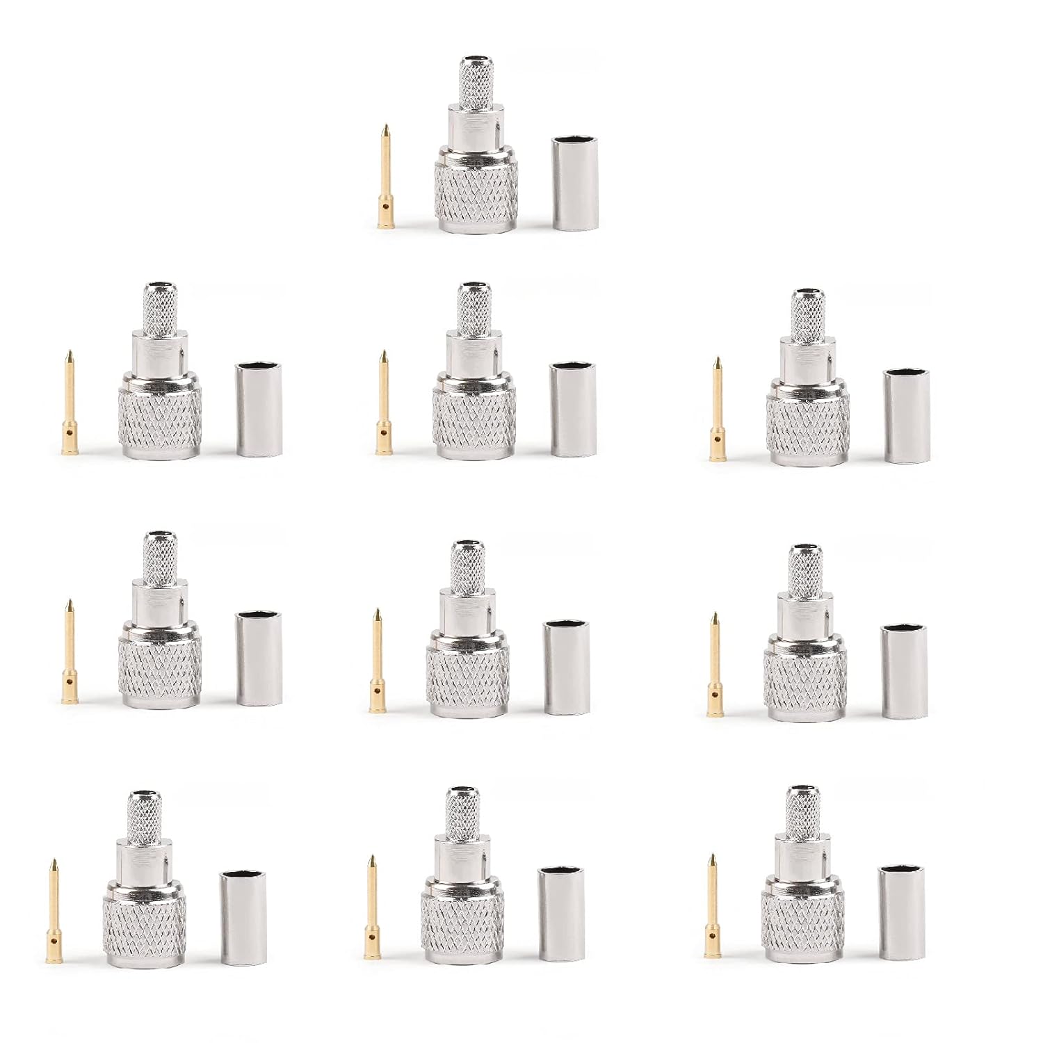 10Pcs Mini-UHF Male Crimps Connector for RG-58/U Cable Motorola Antenna