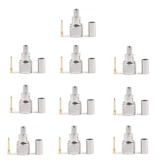 10Pcs Mini-UHF Male Crimps Connector for RG-58/U Cable Motorola Antenna
