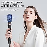 Vista 3 de Hair Dryer Brush & 5 in 1 Blow Dryer Brush,High-Speed Negative Ionic Hot Air Brush with Interchangeable Brush Head Foldable Hair Dryer with Comb for