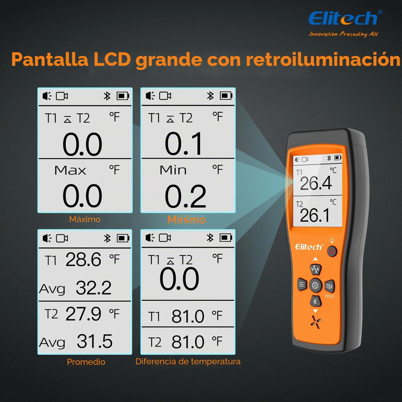 ICT-220 Termómetro De Termopar Doble,Sensor De Temperatura De Tipo K De Alta Precisión Con Aplicación, Para Refrigeración, Mantenimiento De Automóviles Y La Industria De Bombas De Calor