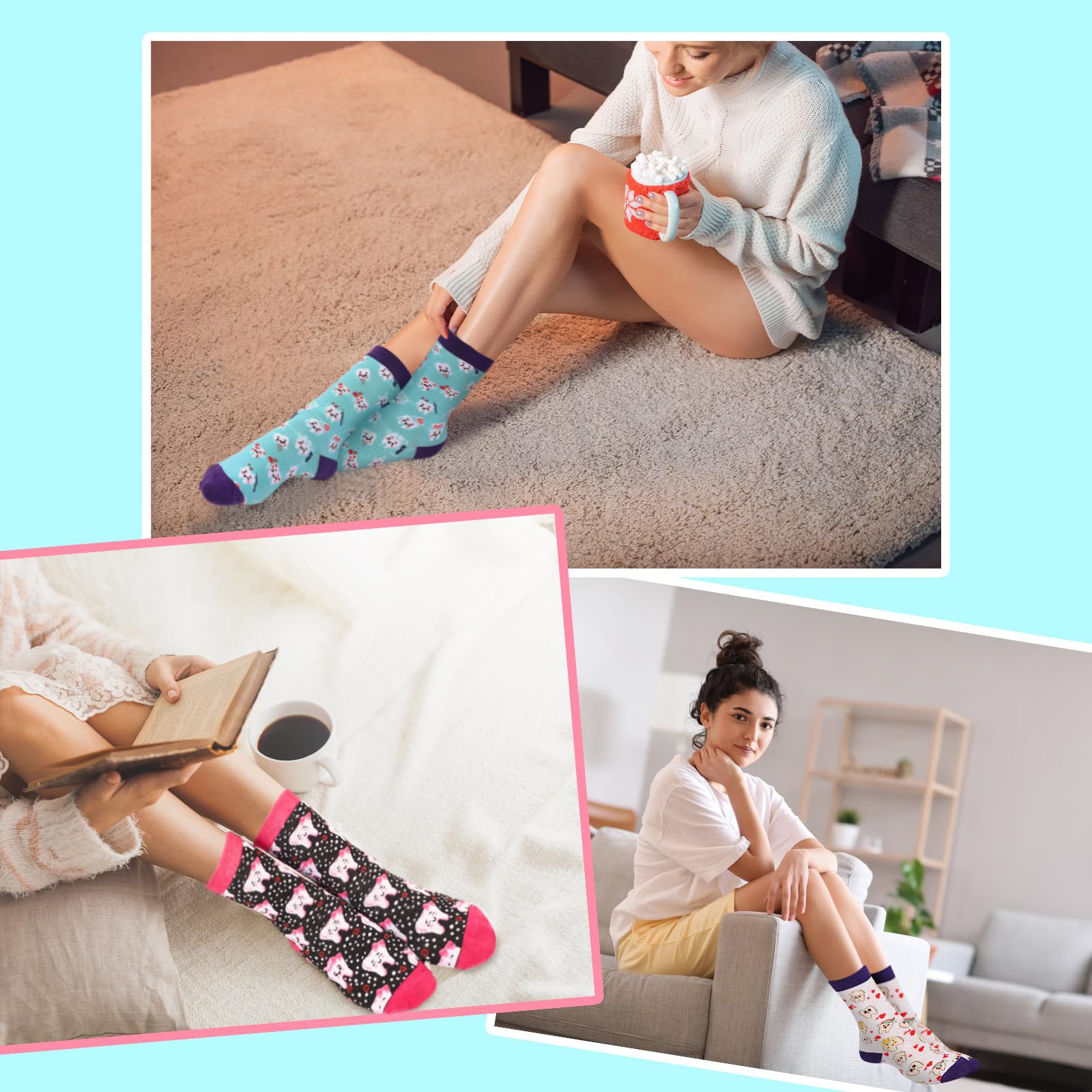 Mepase 12 Paar lustige Frauen Zähne Themed Dental Socken Niedliche Geschenke für Zahnarzt Neuheit Zahnsocken Zahnarzt Socken für Assistent Arzt Hygieniker Schule Student, Schöne Farben., Einheitsgröße