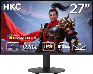 HKC G27H2DPro 27-Zoll-Gaming-Monitor 2560 x 1440 220 Hz Fast IPS, 1 ms DP/HDMI DisplayHDR400 VESA Schwarz