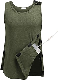Unisex Post Surgery Shirts Shoulder Mastectomy Recovery Tank Tops with Drain Pockets Adaptive Rotator Cuff Magic Tape