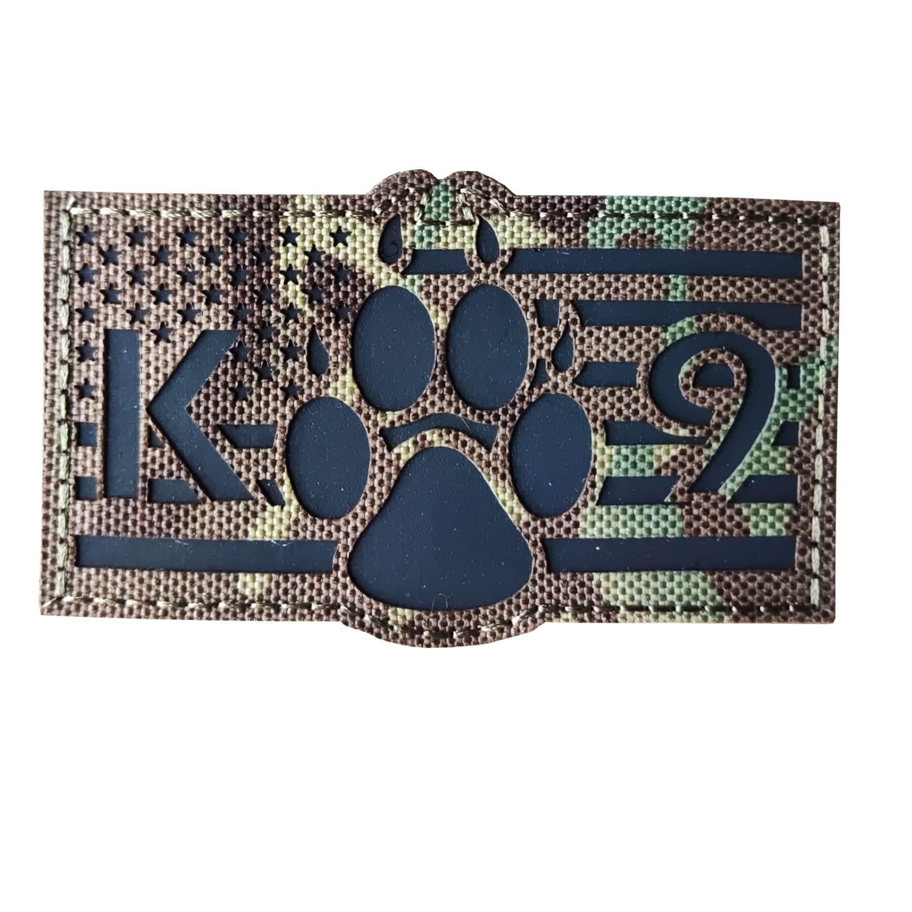 USA Flag K9 Dog IR Reflective Patch - Embroidered Hook & Loop Badge For Tactical Vests & Harnesses - View #5