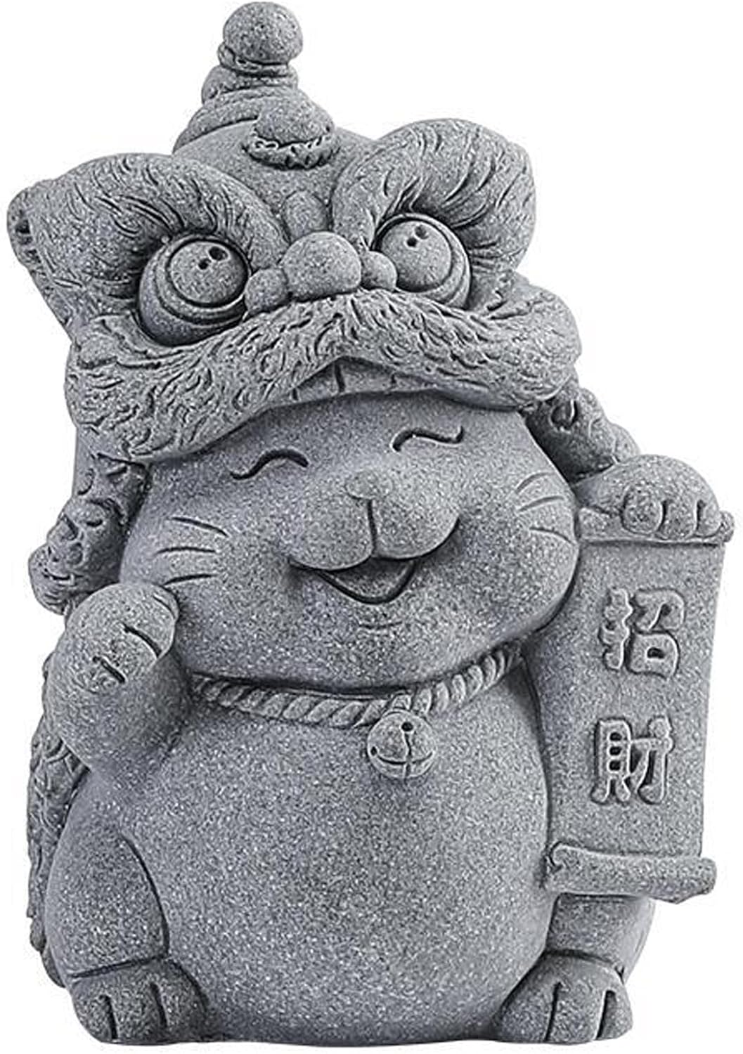 Cute Cat Figurine Sandstone Cat Statue Small Feng Shui Animal Sculpture for Desktops Offices Homes Bonsai Aquariums, Small