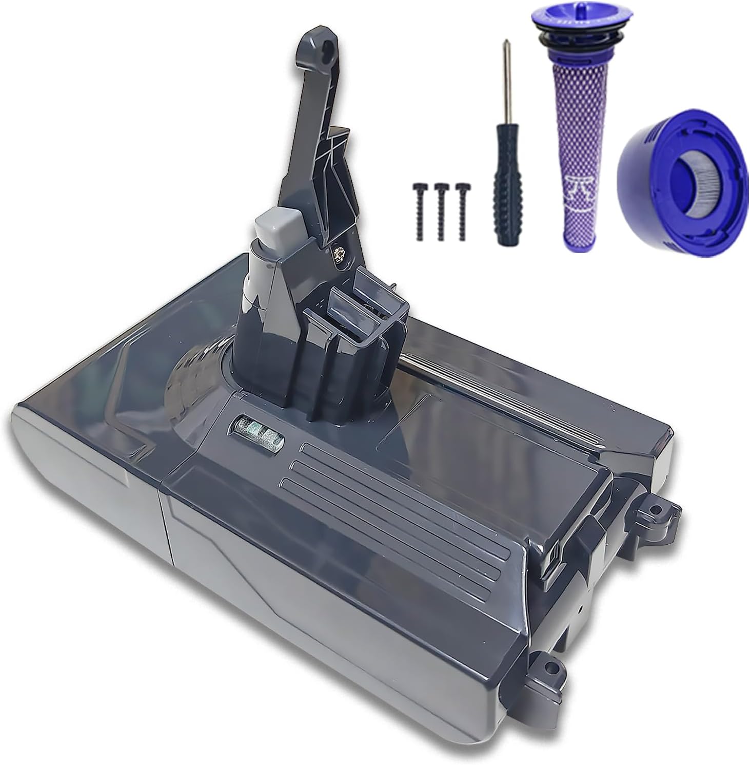 Upgraded 7000mAh V8 Battery Replacement for V8 Absolute V8 Motorhead V8 Animal Pro V8 Fluffy SV10 Carbon Fiber Cordless Vacuum Cleaner with 3 Screws and 2 Filters