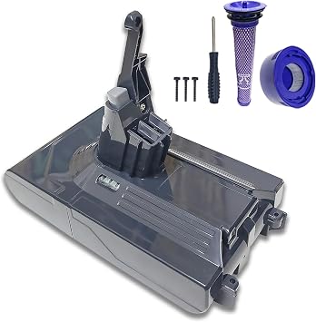 Upgraded 7000mAh V8 Battery Replacement for V8 Absolute V8 Motorhead V8 Animal Pro V8 Fluffy SV10 Carbon Fiber Cordless Vacuum Cleaner with 3 Screws and 2 Filters