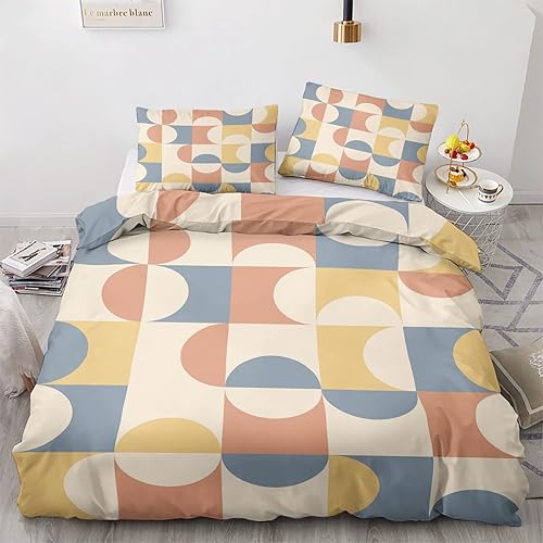 Miniatura 1 de Juego de funda de edredón King  Juego de ropa de cama moderno de mediados de siglo  Patrón geométrico abstracto  3 piezas  Funda de edredón de